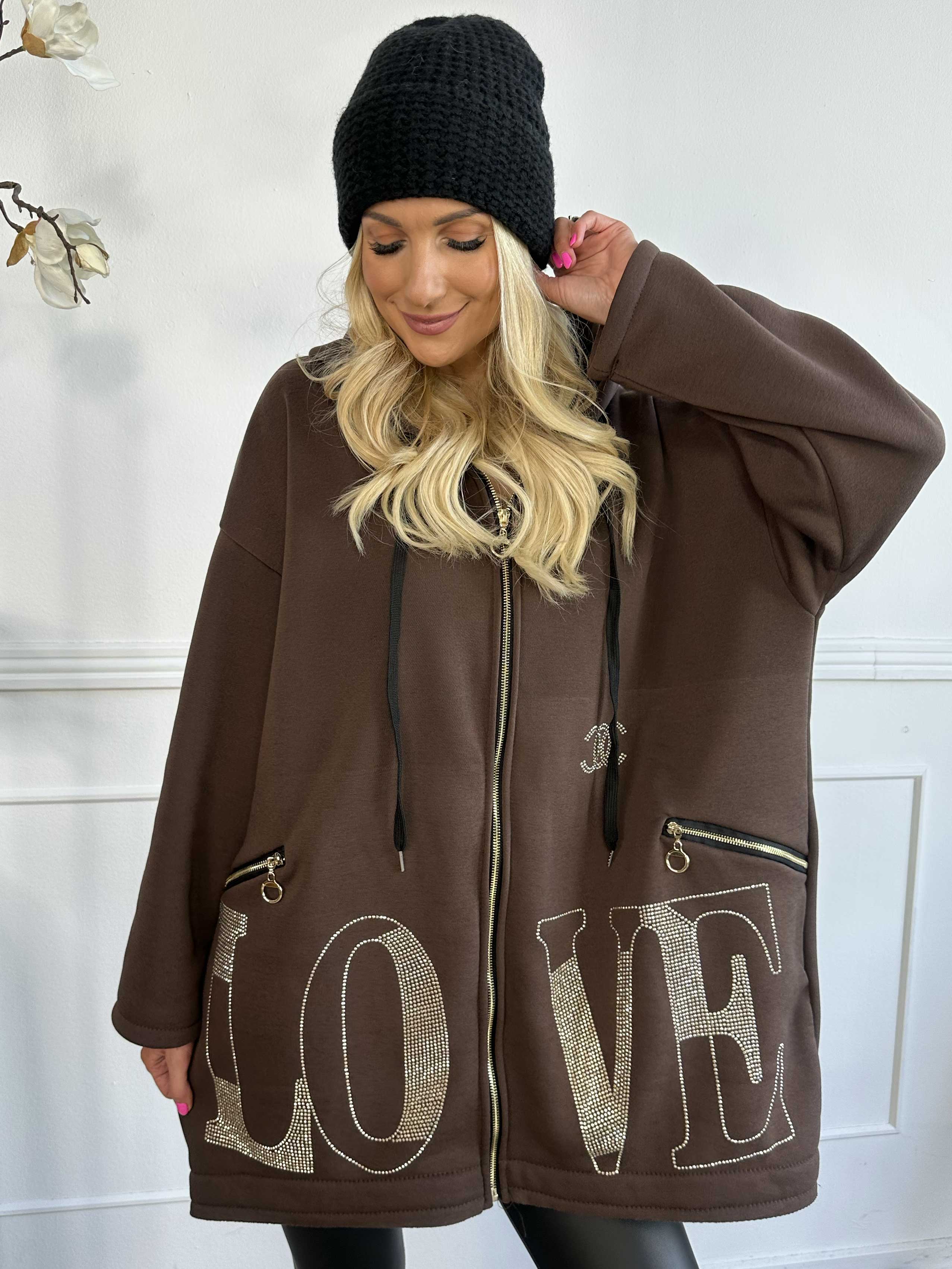 Adea - Mjuk hoodie med dragkedja och fuskpälskant